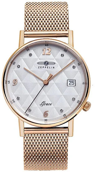 Zeppelin Grace Lady Quartz Mesh Rose Gold PVD ZE-7443M-1