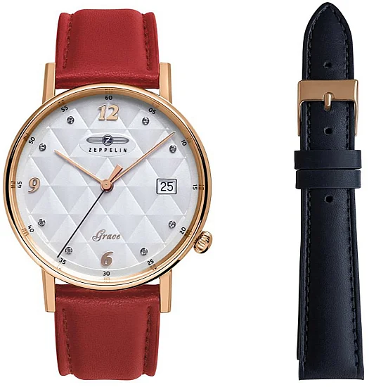 Zeppelin Grace Lady Quartz Rose Gold PVD Vegan Straps Set ZE-7443-1NSET