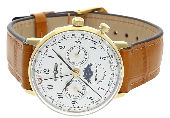 Zeppelin LZ129 Hindenburg Lady Quartz Moonphase Yellow Gold ZE-7039-1