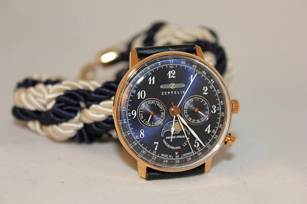 Zeppelin LZ129 Hindenburg Lady Quartz Moonphase Rose Gold ZE-7039-3