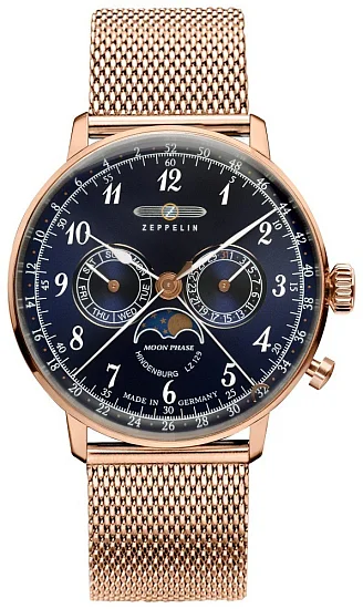 Zeppelin LZ129 Hindenburg Quartz Moonphase Mesh ZE-7038M-3
