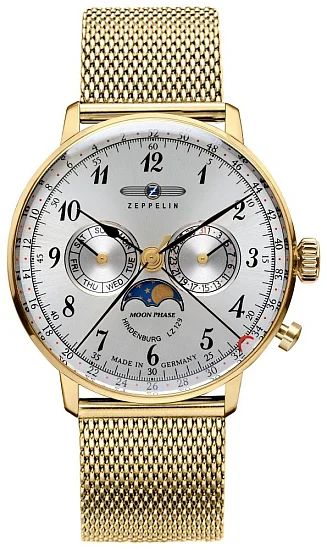 Zeppelin LZ129 Hindenburg Quartz Moonphase Mesh ZE-7038M-1