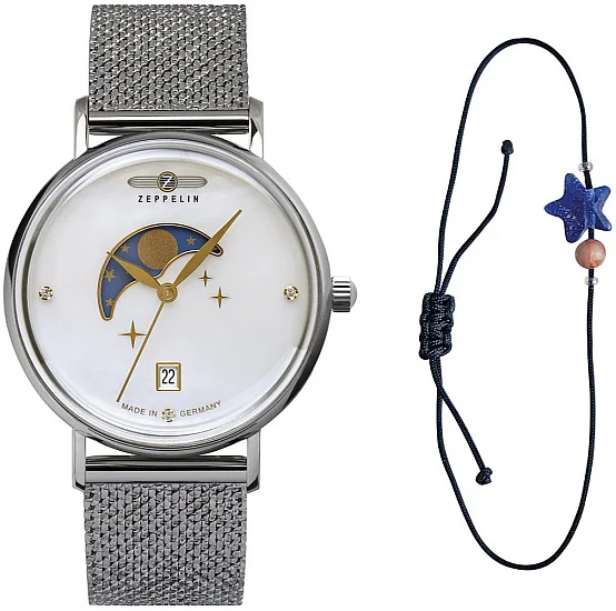 Zeppelin Luna Lady Moonphase Quartz Bracelet Set Mesh ZE-7133M-1