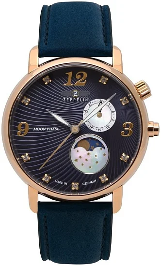 Zeppelin Luna Lady Moonphase Quartz Rose Gold PVD ZE-7639-3