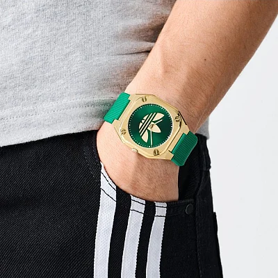 adidas Originals City Tech Thin Green Dial Green Silicone Strap AOFH25011