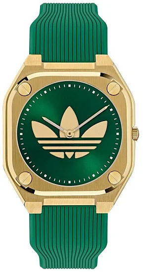 adidas Originals City Tech Thin Green Dial Green Silicone Strap AOFH25011