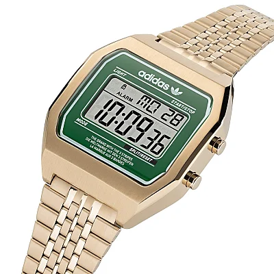 adidas Originals Digital Two Gold Tone Green Dial AOST22071