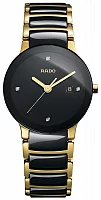 Rado Centrix Lady Diamonds Quartz S Black Ceramic & Yellow Gold R30930712