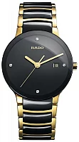Rado Centrix Gent Diamonds Quartz L Black Ceramic & Yellow Gold R30929712
