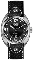 Aviator Propeller Black Leather Strap R.3.08.0.020.4
