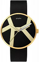 Bauhaus Walter Gropius Forum Move Deluxe Leather Strap Yellow Gold PVD WG.015-01Z