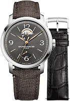 Baume & Mercier Classima Gent Automatic Power Reserve Open-Heart Fabric and Leather Strap Grey Dial Set M0A10718