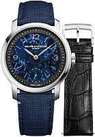Baume & Mercier Classima Gent Mechanical Fabric and Leather Strap Skeleton Blue Dial Small-Second Set M0A10735