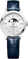 Baume & Mercier Classima Lady Quartz Moonphase Date Leather Strap Grey Dial Diamonds M0A10329