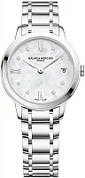 Baume & Mercier Classima Lady Quartz Date Steel White Pearl Dial Diamonds M0A10326