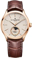 Baume & Mercier Clifton Gent Baumatic Moonphase Date Leather Strap Beige Dial 18k Gold M0A10736