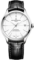 Baume & Mercier Clifton Gent Baumatic Leather Strap White Dial Date COSC Chronometer M0A10518