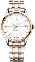 Baume & Mercier Clifton Gent Baumatic Date Steel White Dial 18k Gold Caps M0A10458