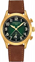 Certina DS Pilot Chrono Green Dial Yellow Gold PVD C024.617.36.092.00