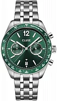 Cluse Aravis Dual Timer Steel Bracelet Green Dial CW25602
