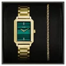 Cluse Fluette Gold Green Dial and Chain Bracelet Set CG11506