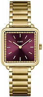 Cluse La Tetragone Gold Bracelet Wine Dial Crystals CW10314