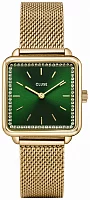 Cluse La Tetragone Gold Mesh Forest Green Crystals CW10309