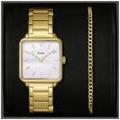 Cluse La Tetragone Gold PVD White Dial Bracelet Set CG10327
