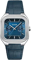 Cluse Quadrus Day-Date Blue Dial Leather Strap CW26207