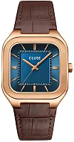 Cluse Quadrus Leather Blue Dial Rose Gold PVD CW25705