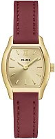 Cluse Tonnette Mini Yellow Gold Burgundy Leather Strap CW16505