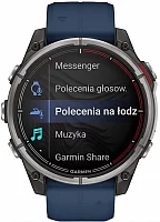 Garmin Quatix 8 47mm Sapphire Titanium Bezel Captain Blue Silicone Strap AMOLED HR GPS 010-02904-51