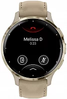 Garmin Venu 3S 41mm French Gray & Soft Gold Bezel, Leather Strap AMOLED HR GPS 010-02785-55