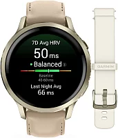 Garmin Venu 4 41mm Luna Gold with Bone Silicone & Light Sand Leather Band Set AMOLED HR GPS 010-03013-03