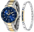 Maserati Competizione Blue Dial Yellow Gold PVD Bracelet Set R8873600007