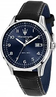 Maserati Sorpasso Black Leather Strap Blue Dial R8851124003