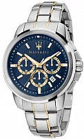 Maserati Successo Blue Dial Bicolor Gold PVD Bracelet R8873621016