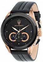 Maserati Traguardo Black Leather Strap R8871612025