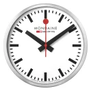 Mondaine Zegar Ścienny Okrągły Srebrny stop2go MSM.25S11.1