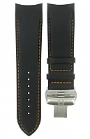 Paski i części Pasek Skórzany Tissot Czarny 24mm z Zapięciem Motylkowym Couturier Automatic Chrono T600041157