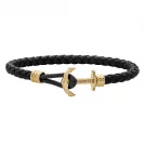 Paul Hewitt Bransoletka Phreps Lite Rozmiar XL Yellow Gold Leather Black PH-PHL-L-G-B-XL