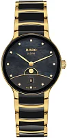 Rado Centrix Lady Quartz Date Moonphase Diamonds Black Ceramic R30233942