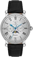 Santa Barbara Polo Legend Quartz Day-Date Moonphase Silver Dial Black Leather Strap SB.4.10033-1