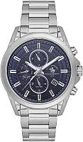 Santa Barbara Polo Legend Quartz Day-Date Multifunction GMT Blue Dial Steel Bracelet SB.1.10675-2