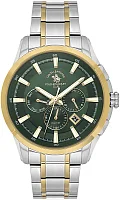 Santa Barbara Polo Legend Quartz Day-Date Multifunction GMT Green Dial Bicolor Steel Bracelet SB.1.10674-4