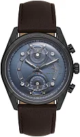 Santa Barbara Polo Legend Quartz Day-Date Navy Blue Dial Black Leather Strap SB.1.10667-4