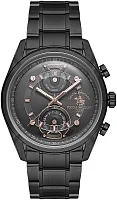 Santa Barbara Polo Legend Quartz Day-Date Black Dial Black Steel Bracelet SB.1.10666-5