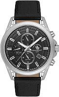 Santa Barbara Polo Legend Quartz Day-Date Multifunction GMT Black Dial Black Leather Strap SB.1.10676-1