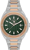 Santa Barbara Polo Legend Quartz Date Green Dial Bicolor Steel Bracelet Gold PVD SB.1.10557-4