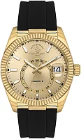 Santa Barbara Polo Legend Quartz Date Gold Dial Black Silicone Strap Gold PVD SB.1.10669-2